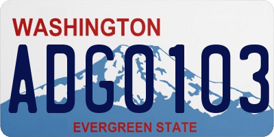 WA license plate ADG0103