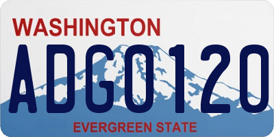 WA license plate ADG0120