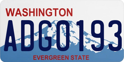 WA license plate ADG0193