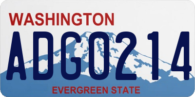WA license plate ADG0214