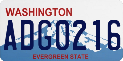 WA license plate ADG0216