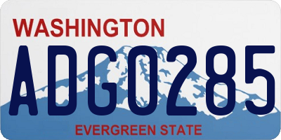 WA license plate ADG0285