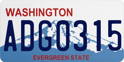 WA license plate ADG0315