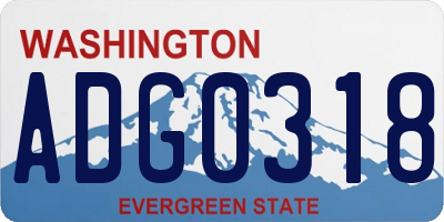WA license plate ADG0318