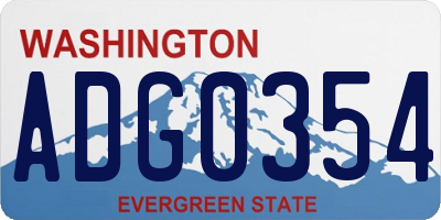 WA license plate ADG0354