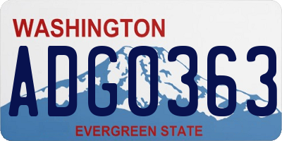 WA license plate ADG0363