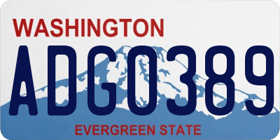 WA license plate ADG0389