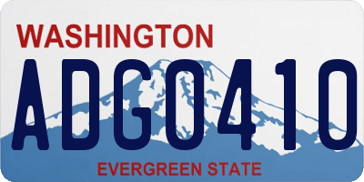 WA license plate ADG0410