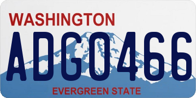 WA license plate ADG0466
