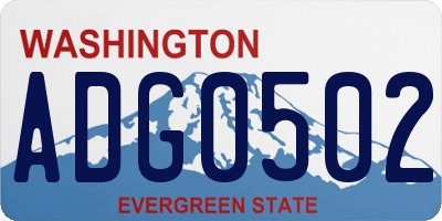WA license plate ADG0502