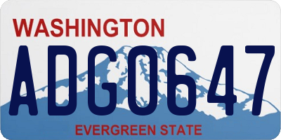 WA license plate ADG0647
