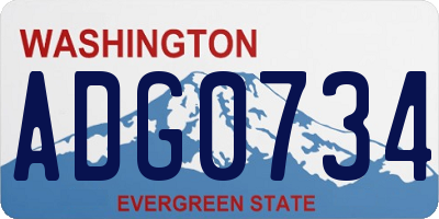 WA license plate ADG0734