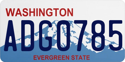 WA license plate ADG0785