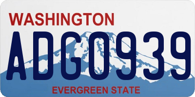 WA license plate ADG0939
