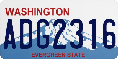 WA license plate ADG2316