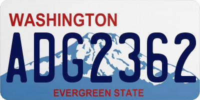WA license plate ADG2362