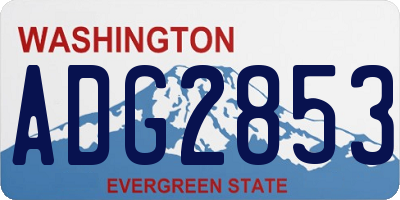 WA license plate ADG2853