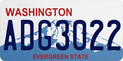 WA license plate ADG3022