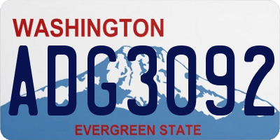 WA license plate ADG3092