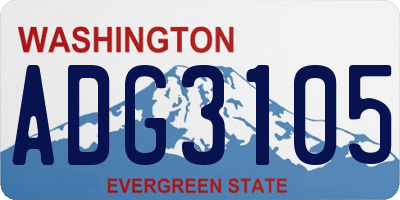 WA license plate ADG3105
