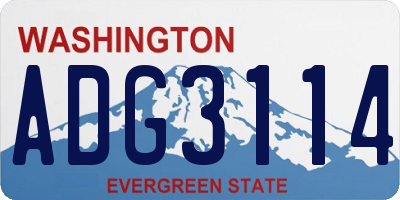 WA license plate ADG3114