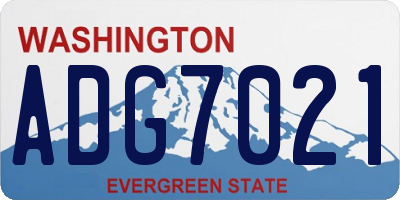 WA license plate ADG7021