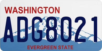 WA license plate ADG8021
