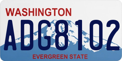 WA license plate ADG8102