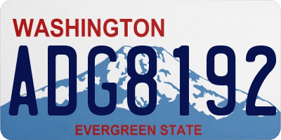 WA license plate ADG8192