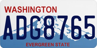 WA license plate ADG8765