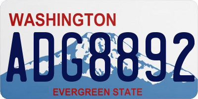 WA license plate ADG8892