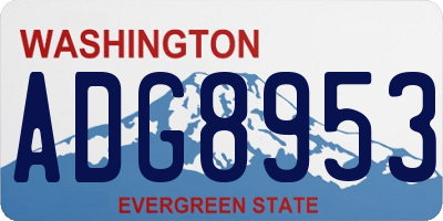 WA license plate ADG8953