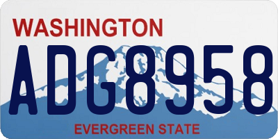 WA license plate ADG8958