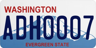 WA license plate ADH0007