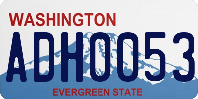 WA license plate ADH0053