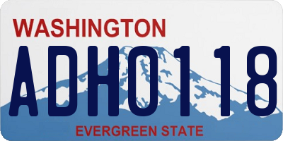 WA license plate ADH0118