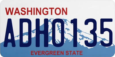 WA license plate ADH0135