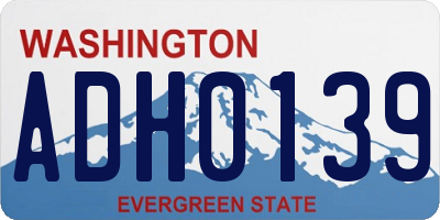 WA license plate ADH0139
