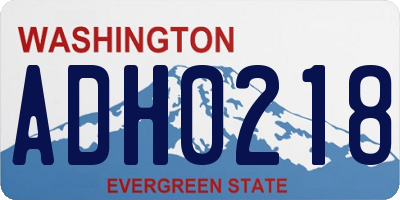 WA license plate ADH0218