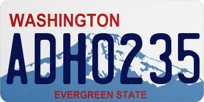 WA license plate ADH0235