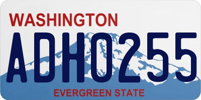 WA license plate ADH0255
