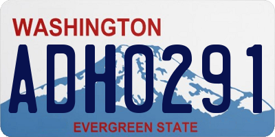 WA license plate ADH0291