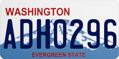 WA license plate ADH0296