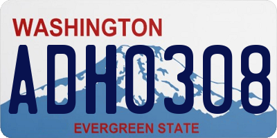 WA license plate ADH0308