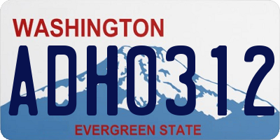 WA license plate ADH0312