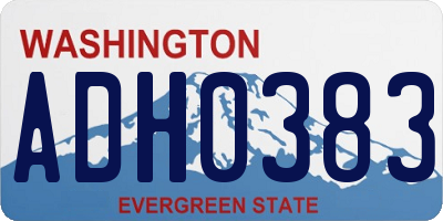 WA license plate ADH0383