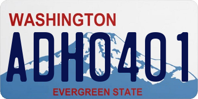 WA license plate ADH0401