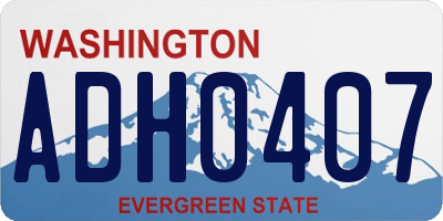 WA license plate ADH0407