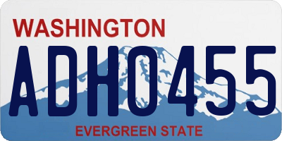 WA license plate ADH0455