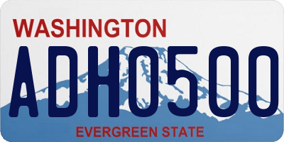 WA license plate ADH0500